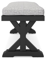 Beachcroft Black/Light Gray Outdoor Bench with Cushion from Ashley - Luna Furniture