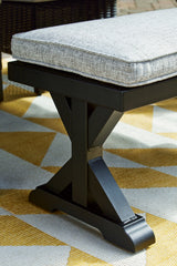 Beachcroft Black/Light Gray Outdoor Bench with Cushion from Ashley - Luna Furniture