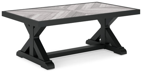 Beachcroft Black/Light Gray Outdoor Coffee Table from Ashley - Luna Furniture