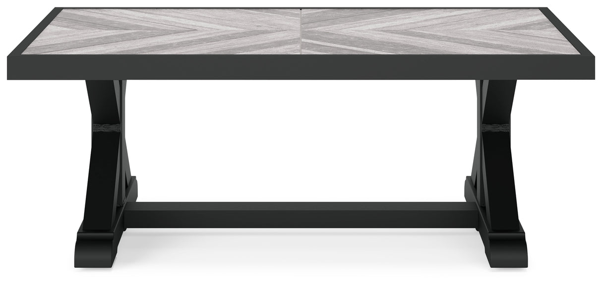 Beachcroft Black/Light Gray Outdoor Coffee Table from Ashley - Luna Furniture