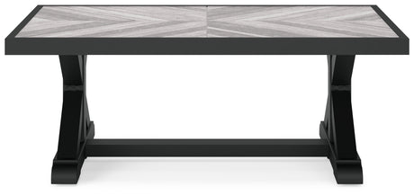 Beachcroft Black/Light Gray Outdoor Coffee Table from Ashley - Luna Furniture