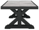 Beachcroft Black/Light Gray Outdoor Coffee Table from Ashley - Luna Furniture