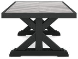 Beachcroft Black/Light Gray Outdoor Coffee Table from Ashley - Luna Furniture
