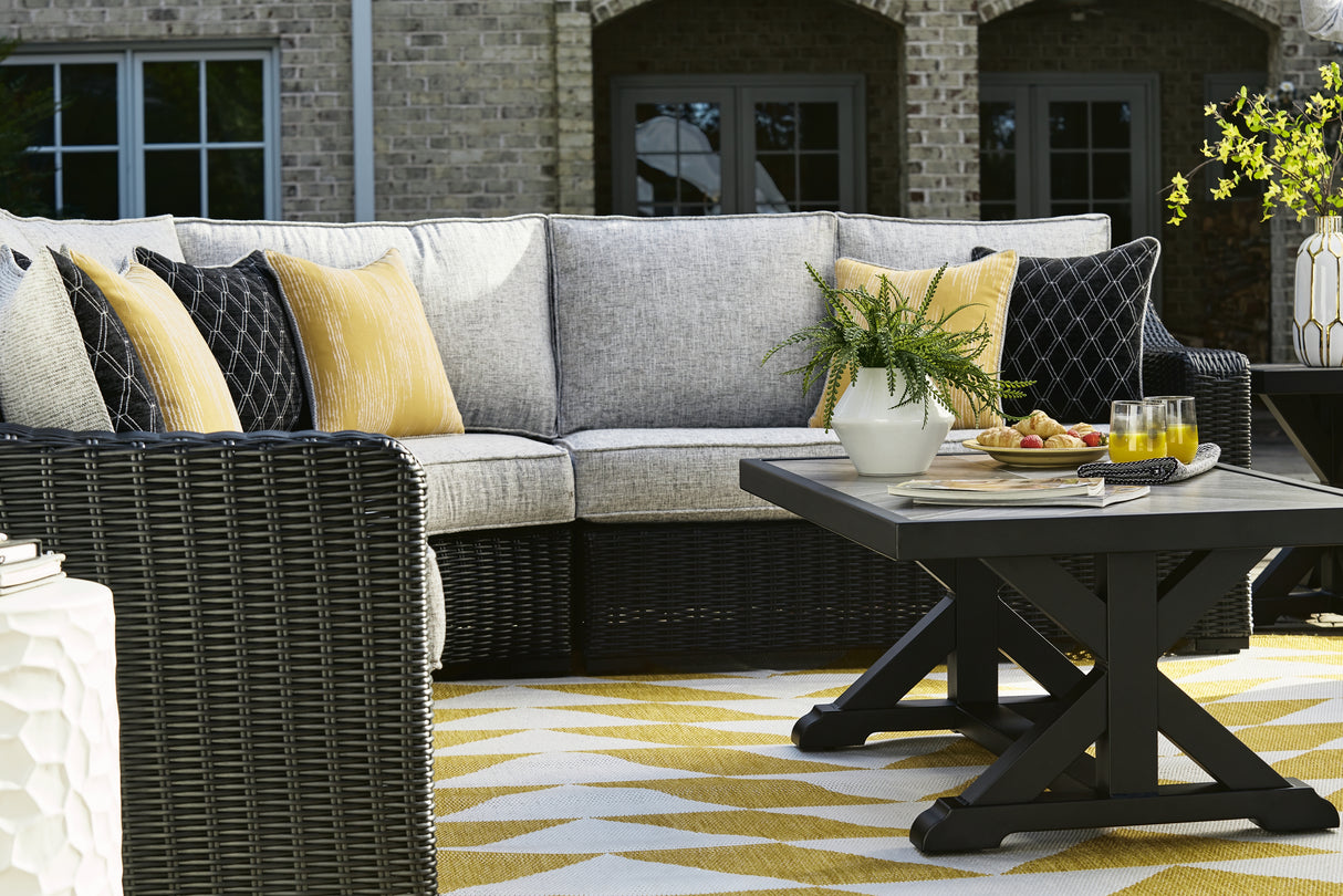Beachcroft Black/Light Gray Outdoor Coffee Table from Ashley - Luna Furniture