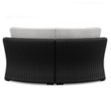 Beachcroft Black/Light Gray Outdoor Curved Corner Chair with Cushion from Ashley Furniture - Luna Furniture