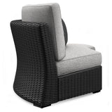 Beachcroft Black/Light Gray Outdoor Curved Corner Chair with Cushion from Ashley Furniture - Luna Furniture