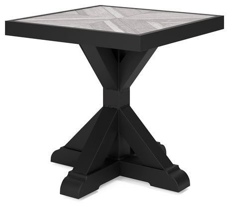Beachcroft Black/Light Gray Outdoor End Table from Ashley - Luna Furniture