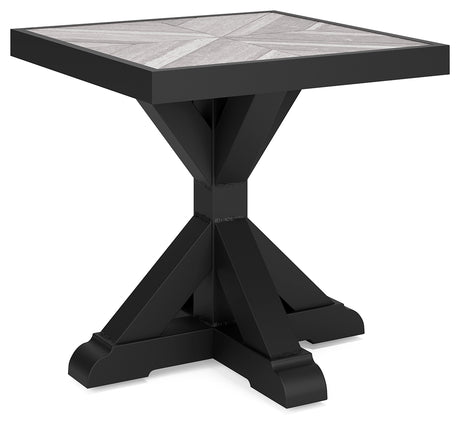Beachcroft Black/Light Gray Outdoor End Table from Ashley - Luna Furniture