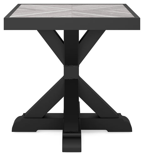 Beachcroft Black/Light Gray Outdoor End Table from Ashley - Luna Furniture