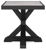 Beachcroft Black/Light Gray Outdoor End Table from Ashley - Luna Furniture