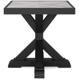 Beachcroft Black/Light Gray Outdoor End Table from Ashley - Luna Furniture