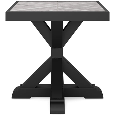 Beachcroft Black/Light Gray Outdoor End Table from Ashley - Luna Furniture