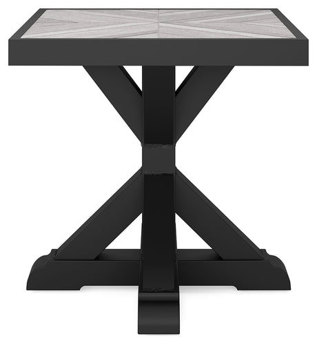 Beachcroft Black/Light Gray Outdoor End Table from Ashley - Luna Furniture