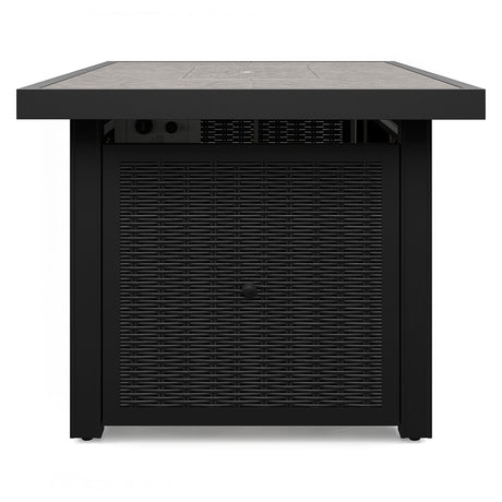 Beachcroft Black/Light Gray Outdoor Fire Pit Table from Ashley - Luna Furniture