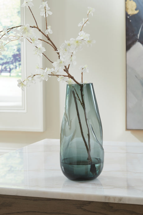 Beamund Teal Blue Vase from Ashley - Luna Furniture