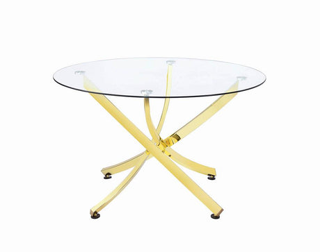 Beckham Brass and Clear Round Dining Table from Coaster - Luna Furniture