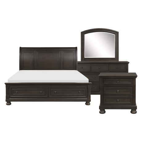 Begonia Grayish Brown 4-Piece Bedroom Set (Queen Bed, Nightstand, Dresser, Mirror) from Homelegance - Luna Furniture