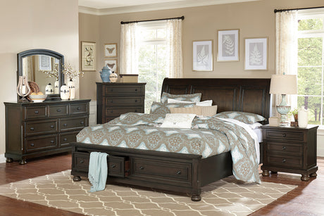 Begonia Grayish Brown King Sleigh Storage Platform Bed from Homelegance - Luna Furniture