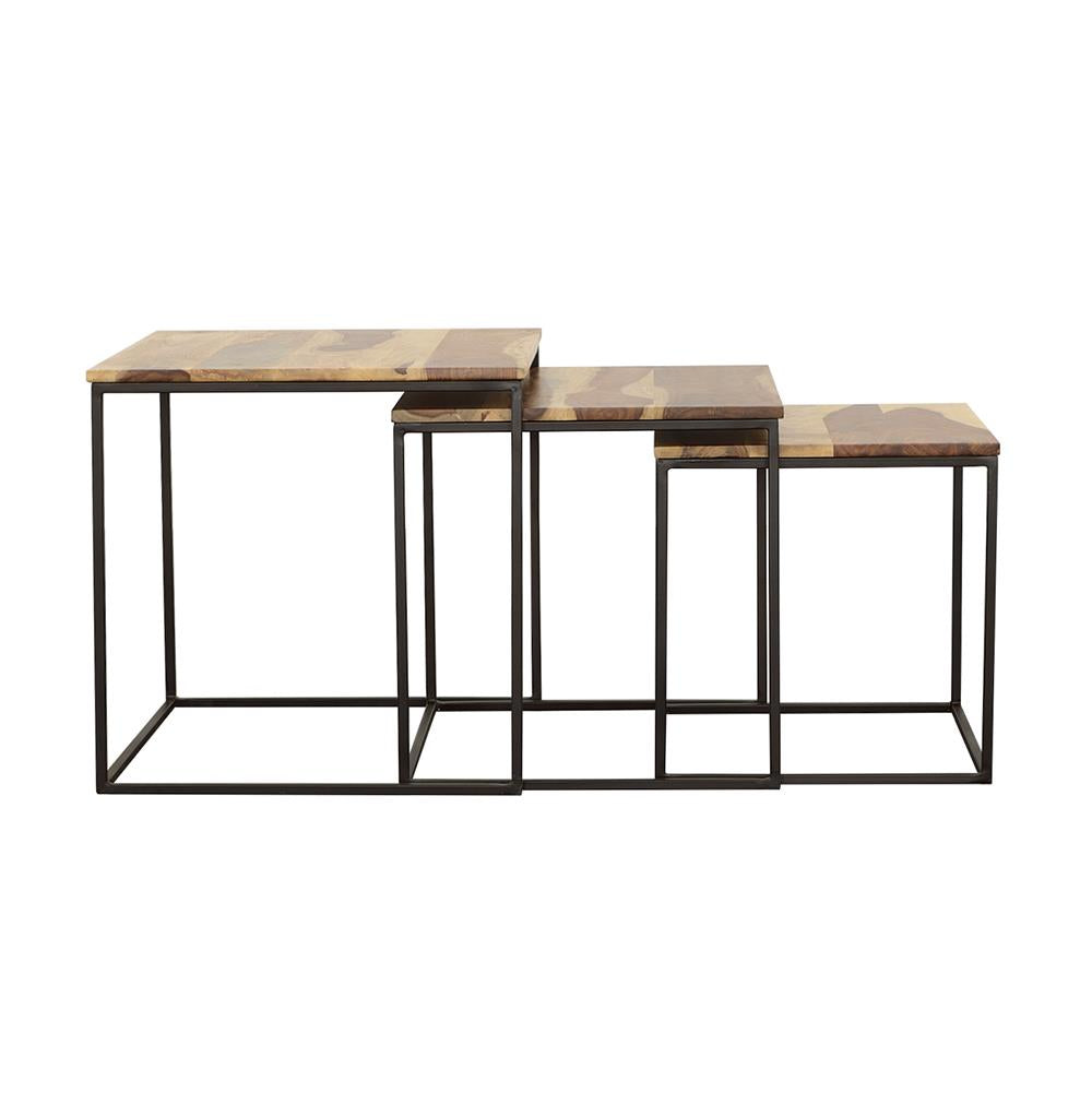 Belcourt Natural and Black 3-Piece Square Nesting Tables from Coaster - Luna Furniture