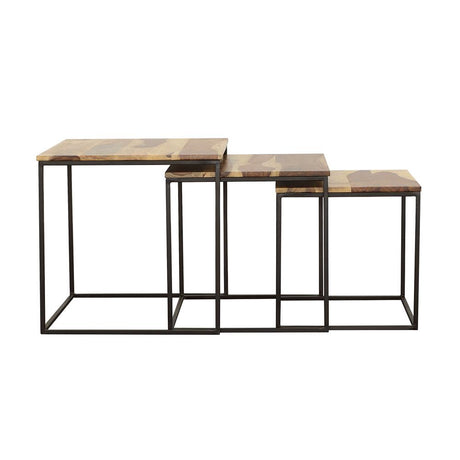 Belcourt Natural and Black 3-Piece Square Nesting Tables from Coaster - Luna Furniture