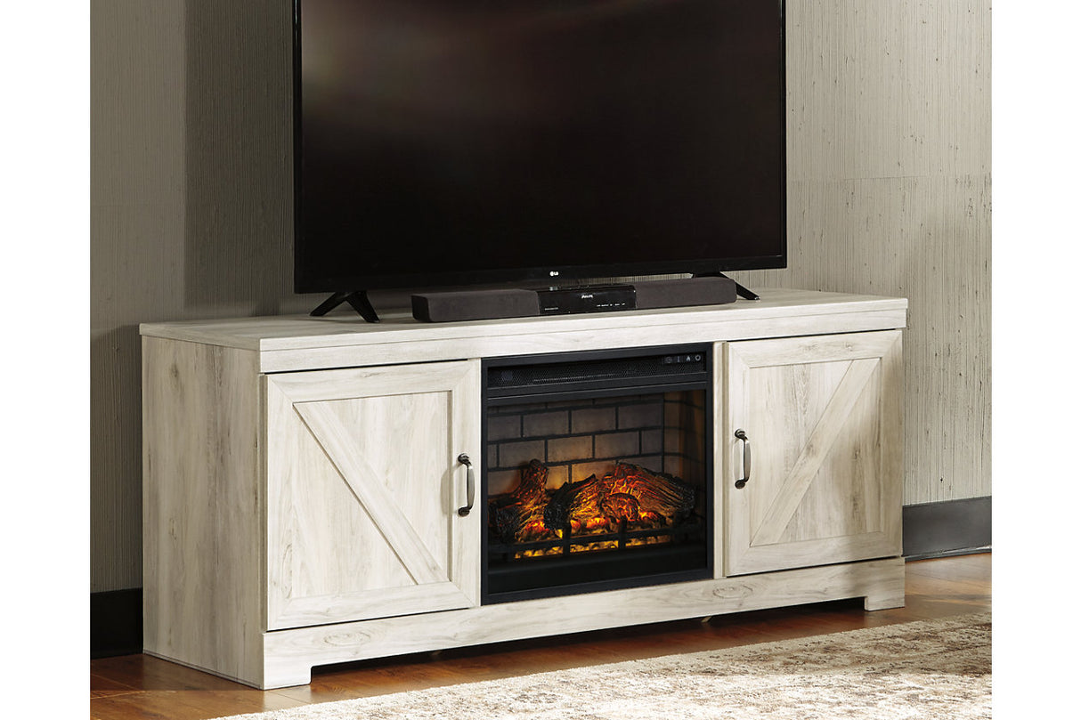Bellaby Whitewash 63" TV Stand with Electric Fireplace from Ashley - Luna Furniture
