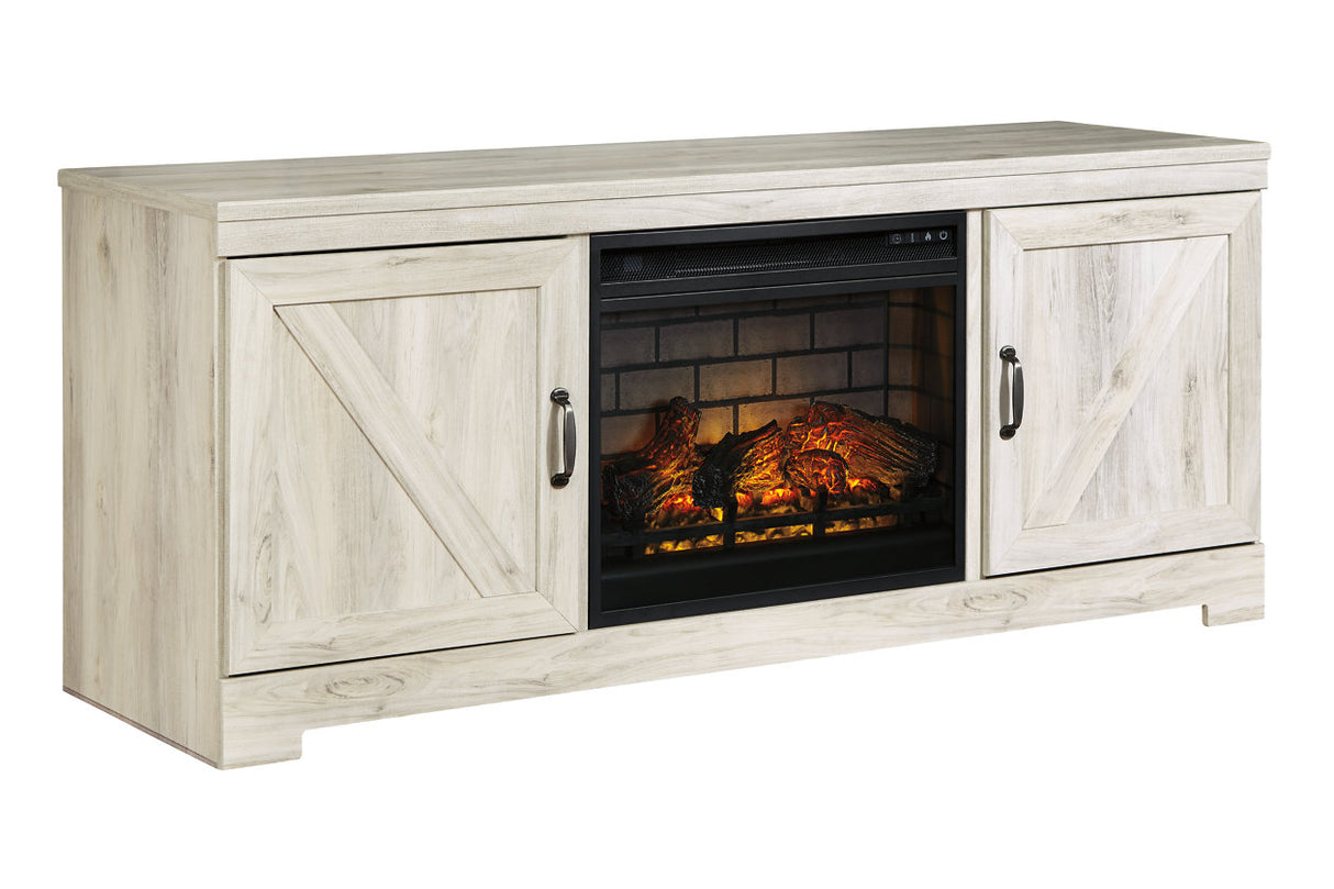 Bellaby Whitewash 63" TV Stand with Electric Fireplace from Ashley - Luna Furniture