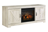 Bellaby Whitewash 63" TV Stand with Electric Fireplace from Ashley - Luna Furniture