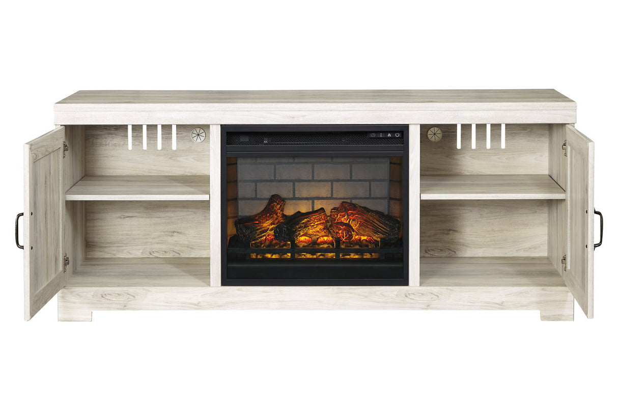Bellaby Whitewash 63" TV Stand with Electric Fireplace from Ashley - Luna Furniture