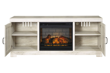 Bellaby Whitewash 63" TV Stand with Electric Fireplace from Ashley - Luna Furniture