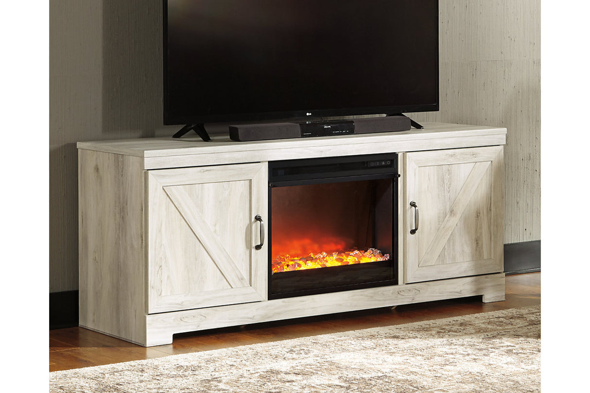 Bellaby Whitewash 63" TV Stand with Fireplace from Ashley - Luna Furniture