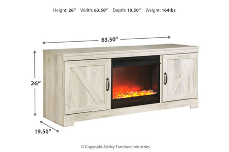 Bellaby Whitewash 63" TV Stand with Fireplace from Ashley - Luna Furniture