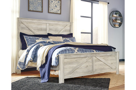 Bellaby Whitewash Crossbuck King Panel Bed from Ashley - Luna Furniture