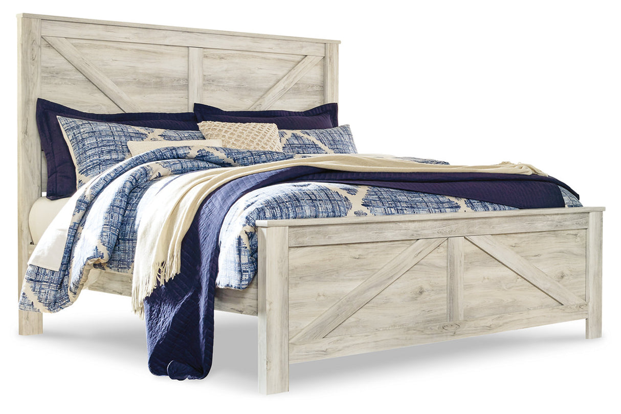 Bellaby Whitewash Crossbuck King Panel Bed from Ashley - Luna Furniture