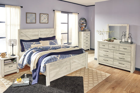 Bellaby Whitewash Crossbuck King Panel Bed from Ashley - Luna Furniture