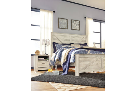 Bellaby Whitewash Crossbuck King Panel Bed from Ashley - Luna Furniture