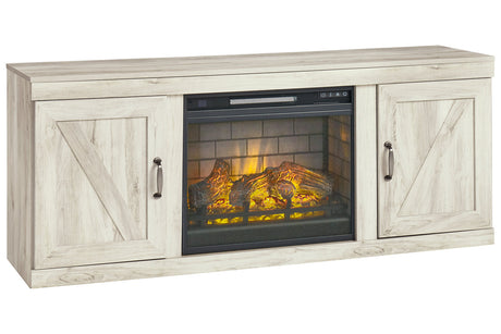 Bellaby Whitewash TV Stand with Electric Fireplace from Ashley - Luna Furniture