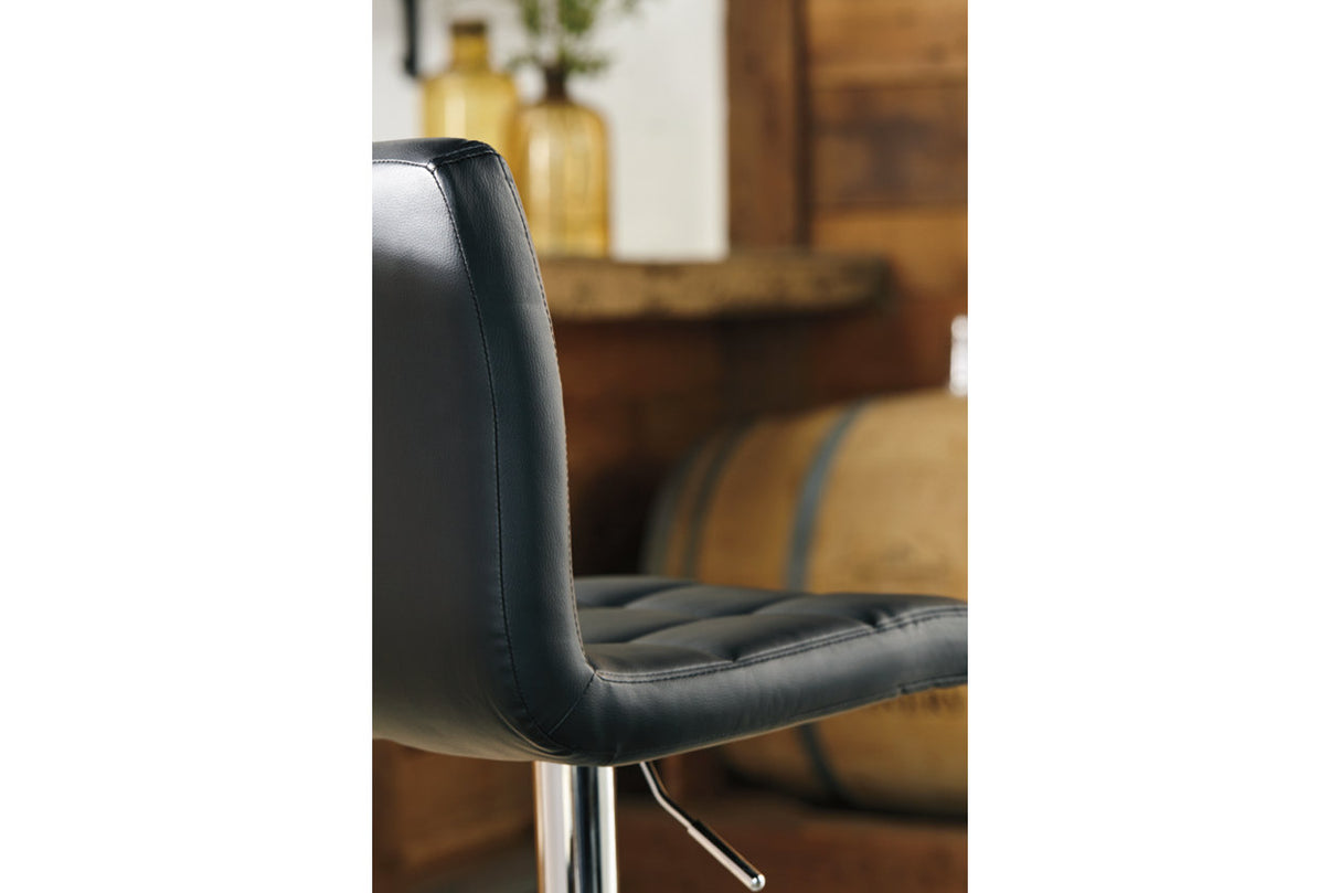 Bellatier Black/Chrome Finish Adjustable Height Barstool, Set of 2 from Ashley - Luna Furniture