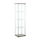 Bellatrix Cappuccino and Clear Rectangular 4-Shelf Curio Cabinet from Coaster - Luna Furniture