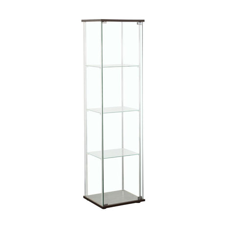 Bellatrix Cappuccino and Clear Rectangular 4-Shelf Curio Cabinet from Coaster - Luna Furniture
