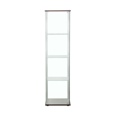 Bellatrix Cappuccino and Clear Rectangular 4-Shelf Curio Cabinet from Coaster - Luna Furniture