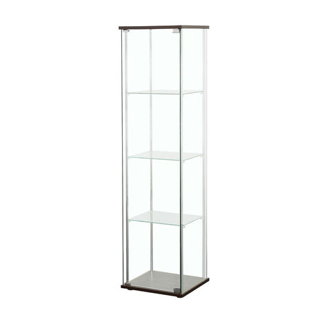 Bellatrix Cappuccino and Clear Rectangular 4-Shelf Curio Cabinet from Coaster - Luna Furniture