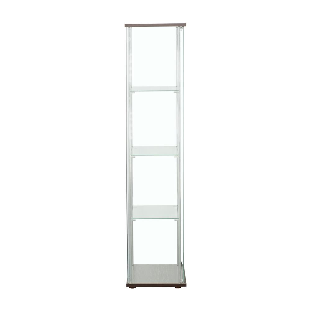 Bellatrix Cappuccino and Clear Rectangular 4-Shelf Curio Cabinet from Coaster - Luna Furniture