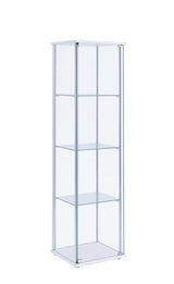 Bellatrix White and Clear Rectangular 4-Shelf Curio Cabinet from Coaster - Luna Furniture