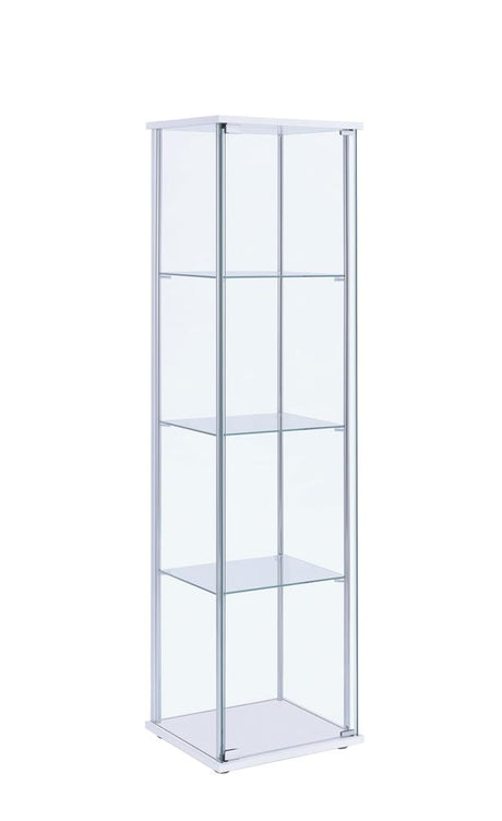Bellatrix White and Clear Rectangular 4-Shelf Curio Cabinet from Coaster - Luna Furniture