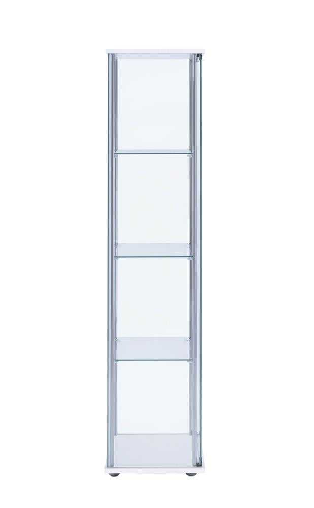 Bellatrix White and Clear Rectangular 4-Shelf Curio Cabinet from Coaster - Luna Furniture
