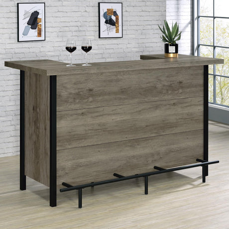 Bellemore Gray Driftwood and Black Bar Unit with Footrest from Coaster - Luna Furniture