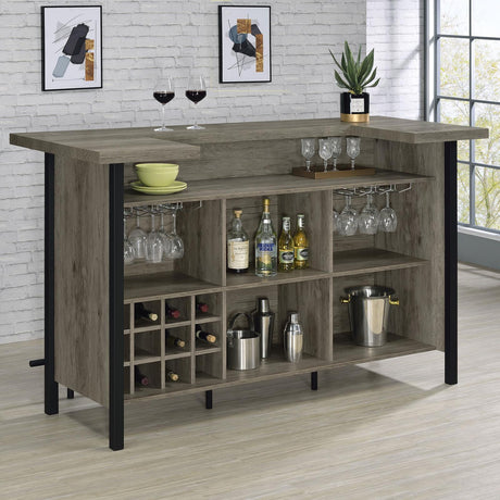 Bellemore Gray Driftwood and Black Bar Unit with Footrest from Coaster - Luna Furniture
