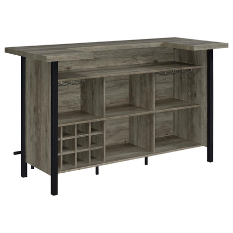 Bellemore Gray Driftwood and Black Bar Unit with Footrest from Coaster - Luna Furniture