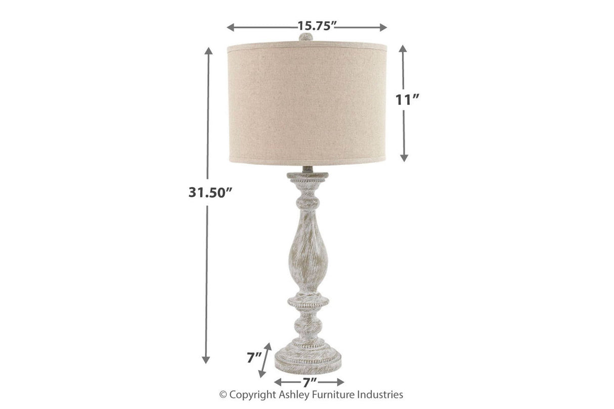 Bernadate Whitewash Table Lamp from Ashley - Luna Furniture
