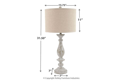 Bernadate Whitewash Table Lamp from Ashley - Luna Furniture